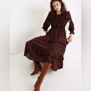 Madewell Georgette Tiered Ruffle Midi Dress
